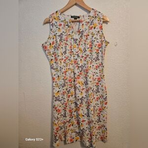 Chadwicks Orange and White Midi Sundress Sleeveless Crew Neck